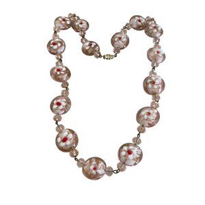 Venetian Art Glass Blown Oversized Beads barrel clasp pink